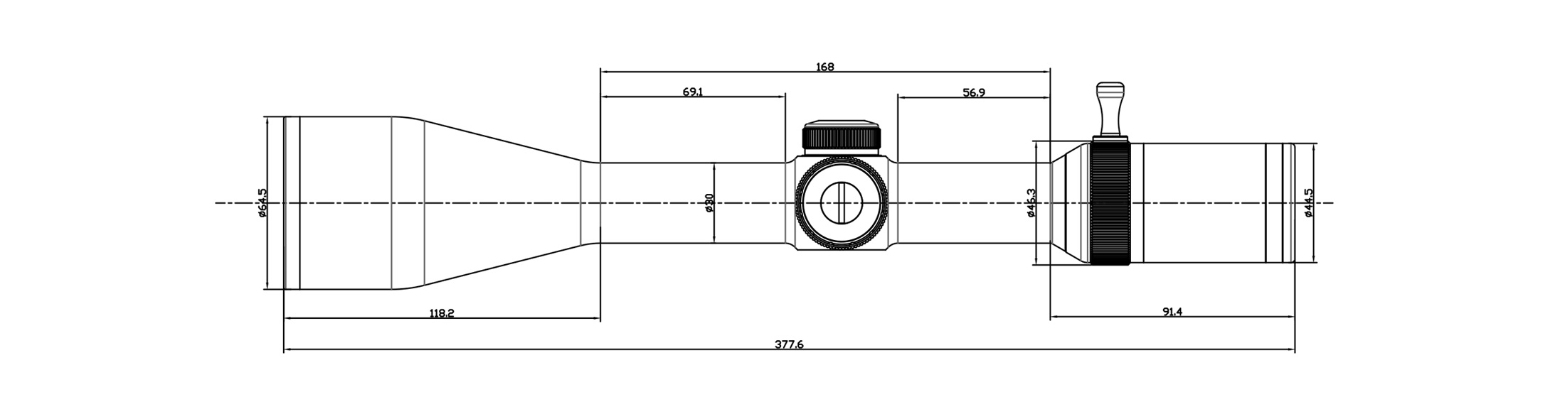 размеры Прицел оптический BRITE WA8X 2-16X50 SF IR